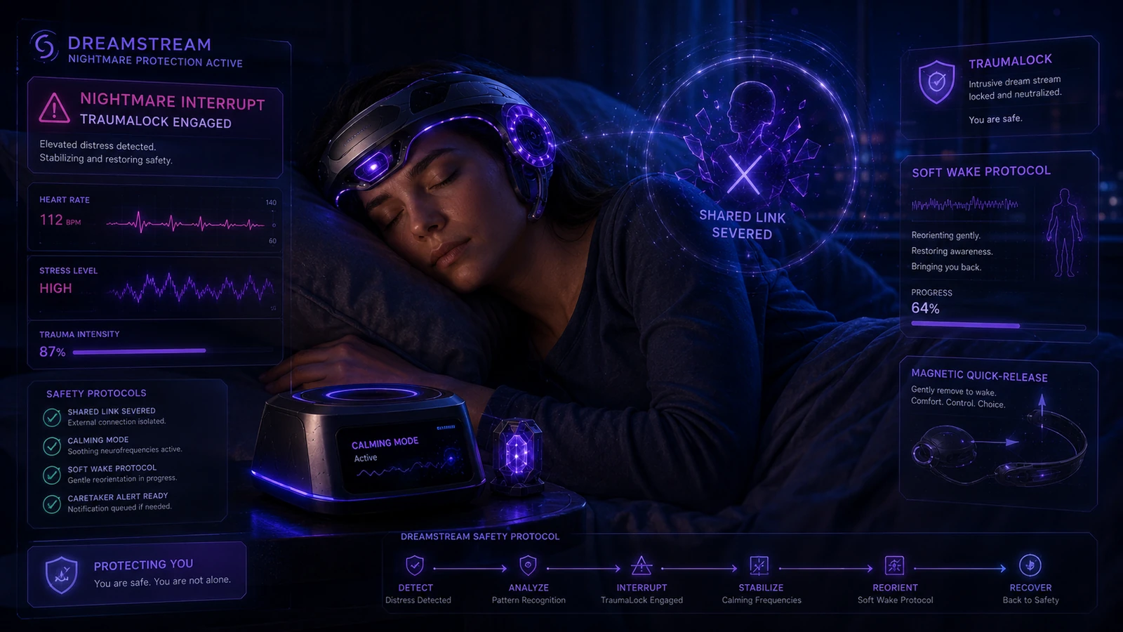 DreamStream nightmare interrupt safety mode